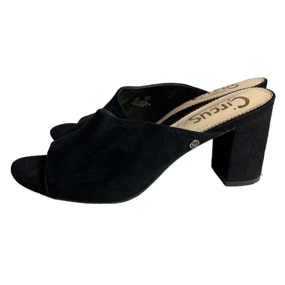 Circus by Sam Edelman Black Suzanna Open Toe Mules Sandals Shoes Womens Size 6.5 - Picture 2 of 15